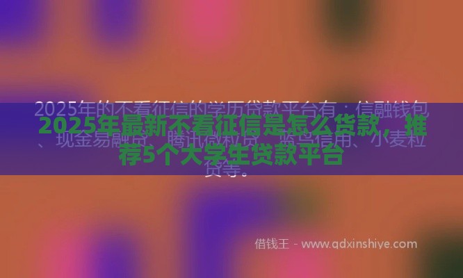 2025年最新不看征信是怎么货款，推荐5个大学生贷款平台