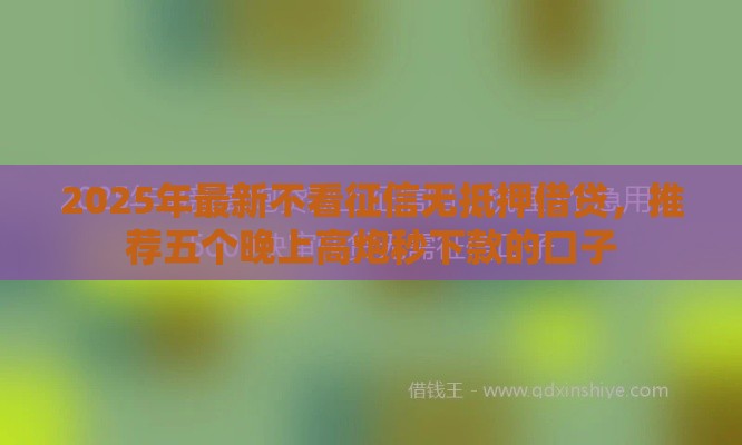 2025年最新不看征信无抵押借贷，推荐五个晚上高炮秒下款的口子