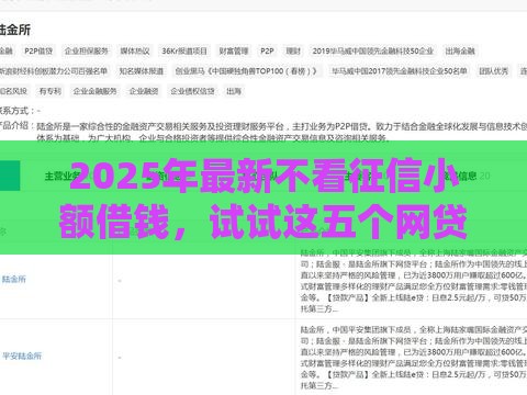2025年最新不看征信小额借钱，试试这五个网贷平台好借钱