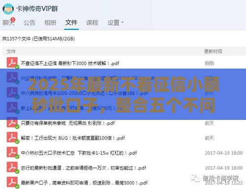 2025年最新不看征信小额秒批口子，整合五个不问征信的网贷平台