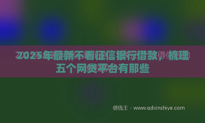 2025年最新不看征信银行借款，梳理五个网贷平台有那些