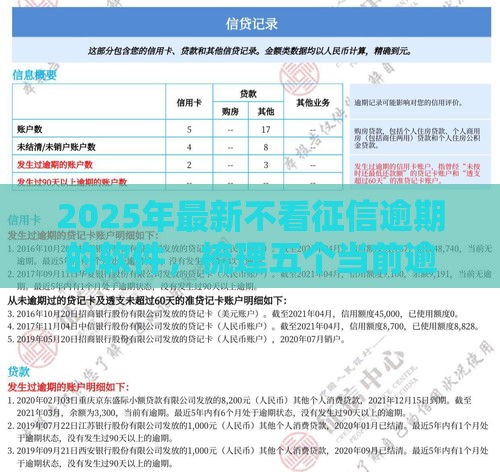 2025年最新不看征信逾期的软件，梳理五个当前逾期严重能下款的平台