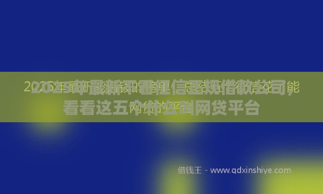 2025年最新不看征信正规借款公司，看看这五个什么叫网贷平台