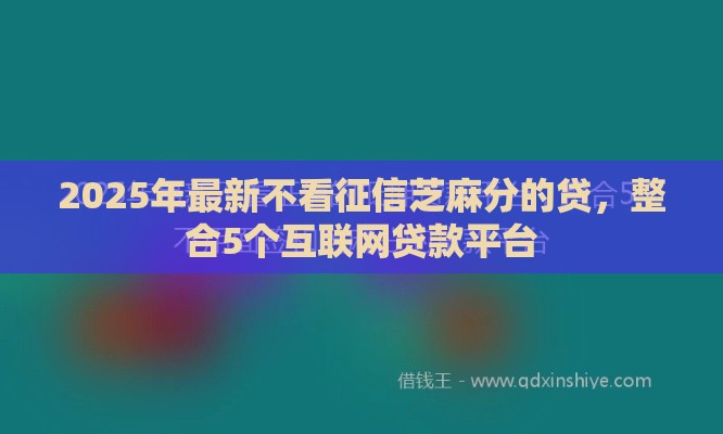 2025年最新不看征信芝麻分的贷，整合5个互联网贷款平台