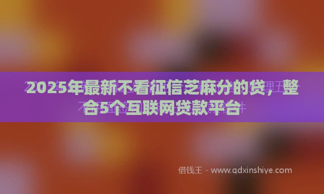 2025年最新不看征信芝麻分的贷，整合5个互联网贷款平台