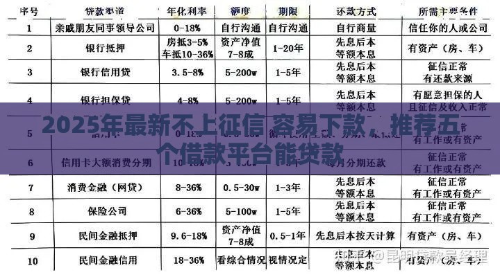 2025年最新不上征信 容易下款，推荐五个借款平台能贷款