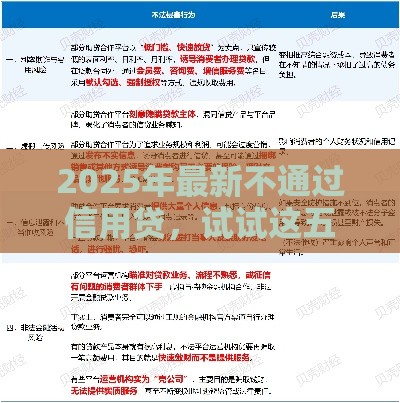 2025年最新不通过信用贷，试试这五个贷款平台不看征信