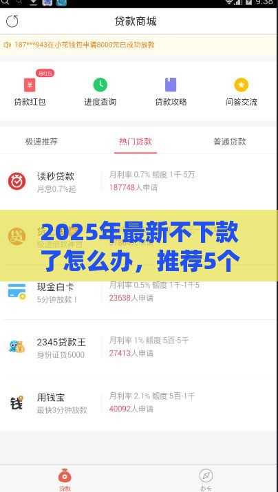 2025年最新不下款了怎么办，推荐5个放款快的小额贷款平台