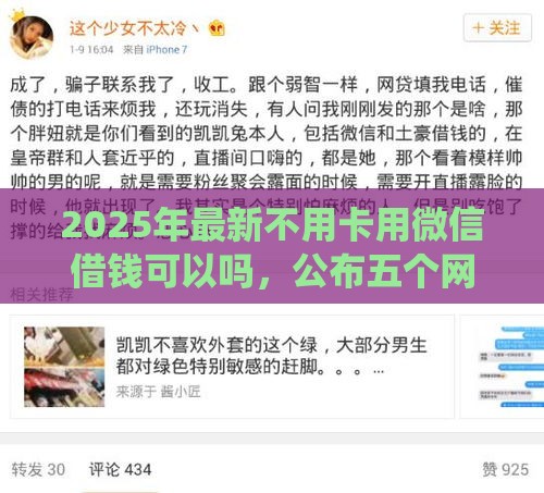 2025年最新不用卡用微信借钱可以吗，公布五个网贷平台查询系统