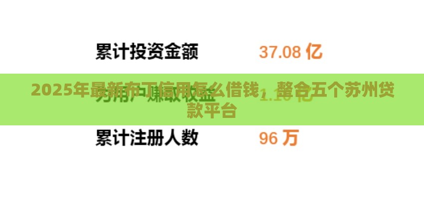 2025年最新布丁信用怎么借钱，整合五个苏州贷款平台