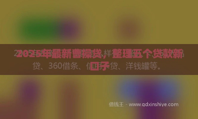 2025年最新曹操贷，整理五个贷款新口子