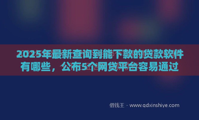 2025年最新查询到能下款的贷款软件有哪些，公布5个网贷平台容易通过