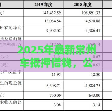 2025年最新常州车抵押借钱，公布五个正规的借钱平台
