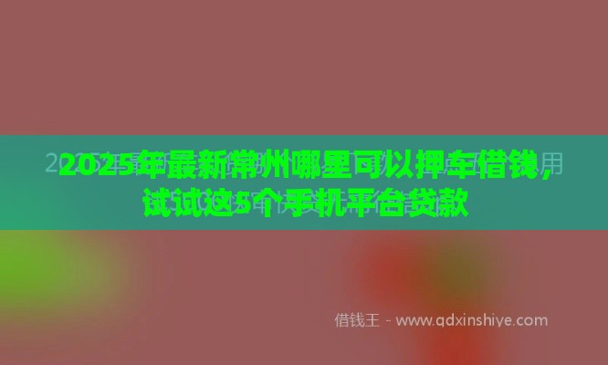 2025年最新常州哪里可以押车借钱，试试这5个手机平台贷款