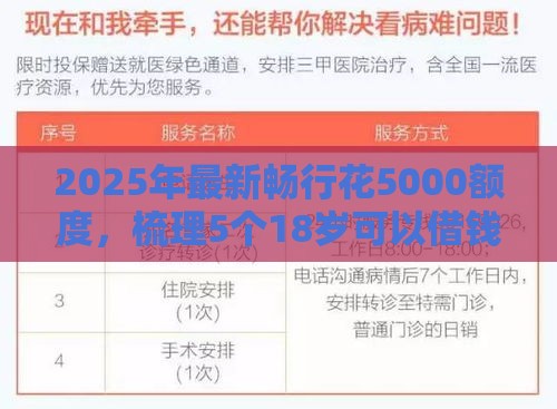 2025年最新畅行花5000额度，梳理5个18岁可以借钱的平台
