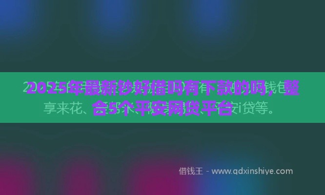 2025年最新钞好借吗有下款的吗，整合5个平安网贷平台