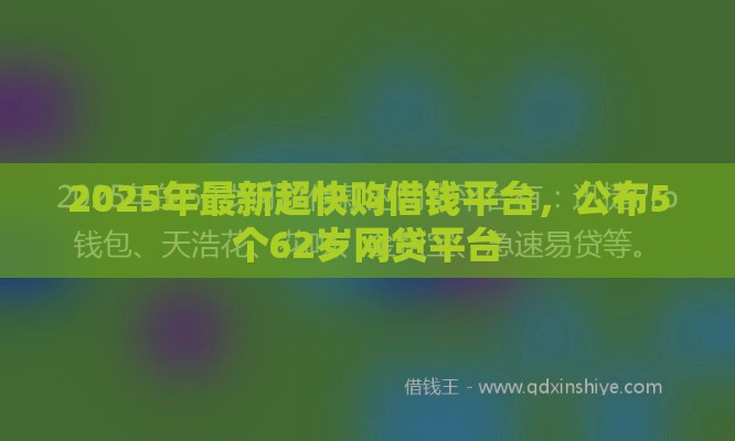2025年最新超快购借钱平台，公布5个62岁网贷平台