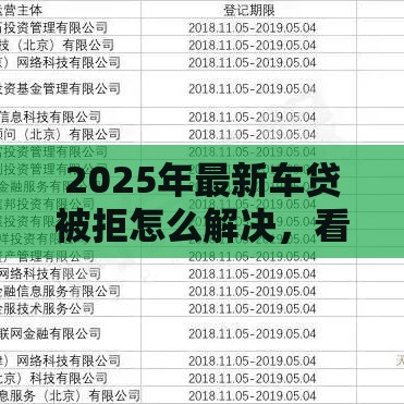 2025年最新车贷被拒怎么解决，看看这五个安全可靠的贷款平台