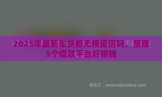 2025年最新车贷都无视征信吗，整理5个借款平台好借钱