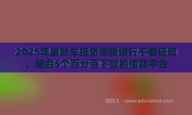 2025年最新车抵贷哪些银行不看征信，整合5个百分百下款的借款平台