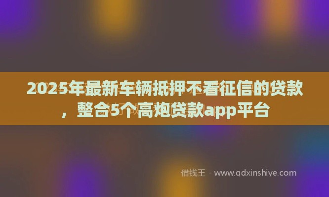 2025年最新车辆抵押不看征信的贷款，整合5个高炮贷款app平台