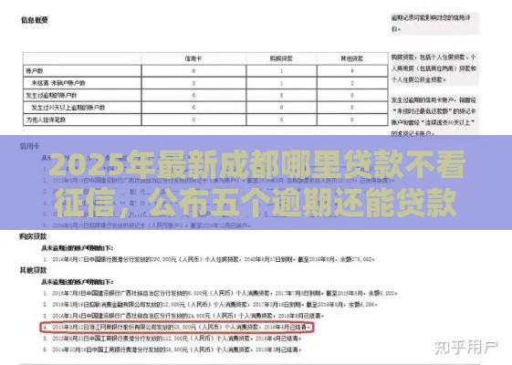 2025年最新成都哪里贷款不看征信，公布五个逾期还能贷款的平台