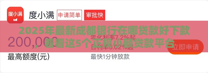 2025年最新成都银行在哪贷款好下款，看看这5个正规小额贷款平台