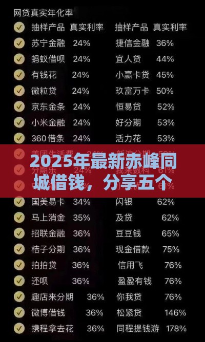 2025年最新赤峰同城借钱，分享五个年利率低的网贷平台