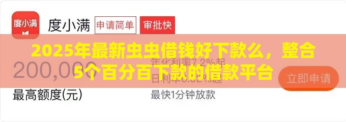 2025年最新虫虫借钱好下款么，整合5个百分百下款的借款平台