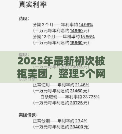 2025年最新初次被拒美团，整理5个网贷平台利息
