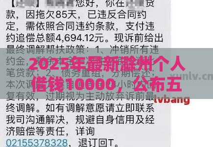 2025年最新滁州个人借钱10000，公布五个真正逾期也能贷的平台
