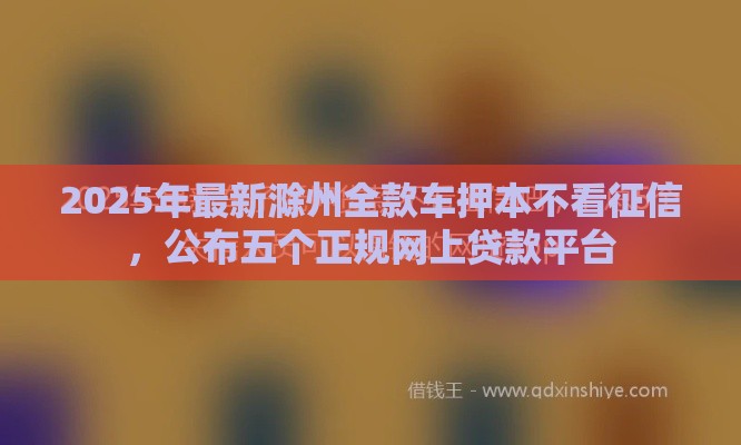 2025年最新滁州全款车押本不看征信，公布五个正规网上贷款平台