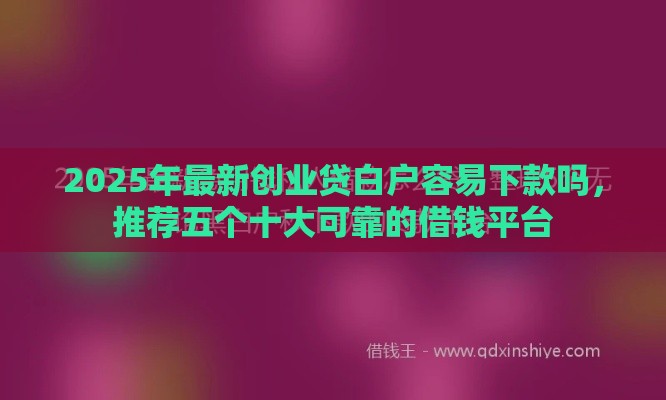 2025年最新创业贷白户容易下款吗，推荐五个十大可靠的借钱平台
