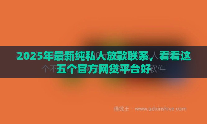 2025年最新纯私人放款联系，看看这五个官方网贷平台好