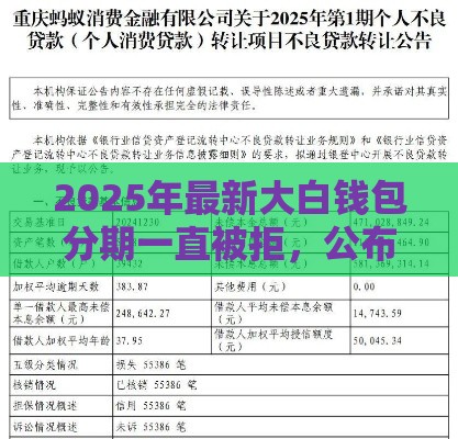 2025年最新大白钱包分期一直被拒，公布5个企业信用贷款平台