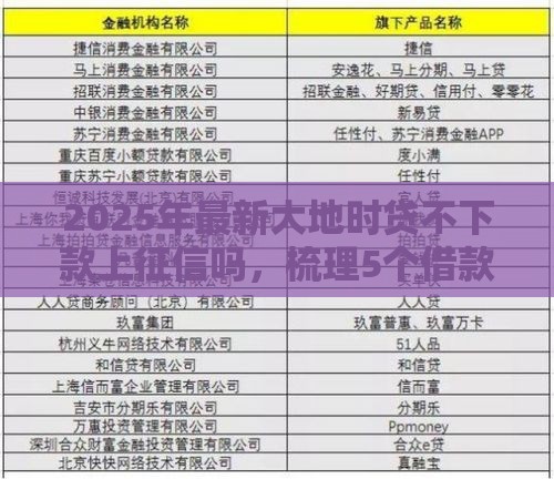 2025年最新大地时贷不下款上征信吗，梳理5个借款平台好借钱又快又不看征信