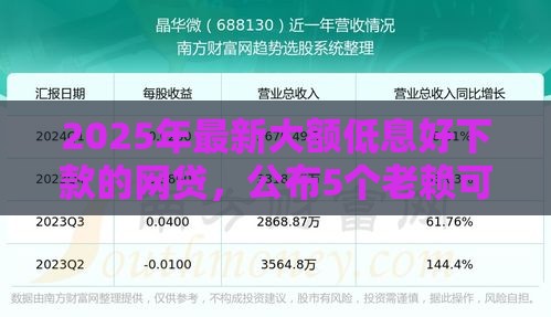 2025年最新大额低息好下款的网贷，公布5个老赖可以借款的平台的