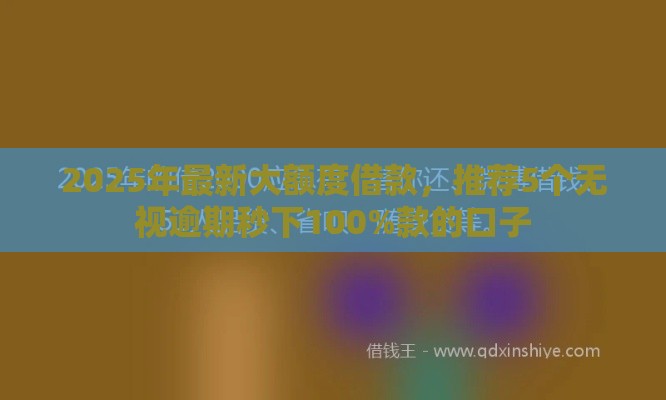 2025年最新大额度借款，推荐5个无视逾期秒下100%款的口子