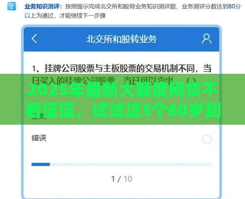 2025年最新大额度网贷不看征信，试试这5个60岁到65岁借款平台