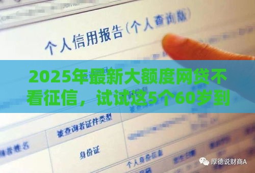 2025年最新大额度网贷不看征信，试试这5个60岁到65岁借款平台