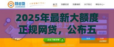 2025年最新大额度正规网贷，公布五个网贷救助平台