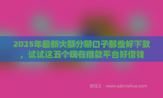 2025年最新大额分期口子那些好下款，试试这五个现在借款平台好借钱
