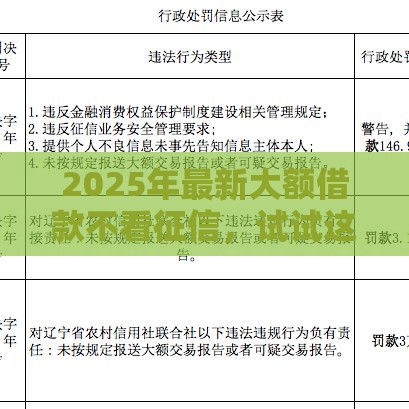 2025年最新大额借款不看征信，试试这五个网上贷款平台排行榜