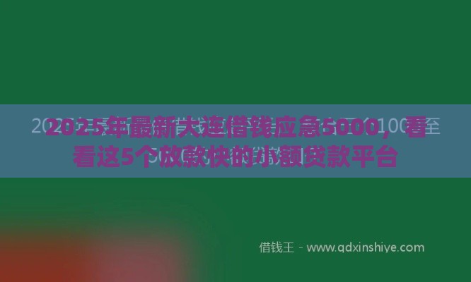 2025年最新大连借钱应急5000，看看这5个放款快的小额贷款平台