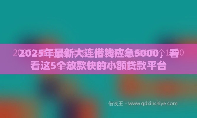 2025年最新大连借钱应急5000，看看这5个放款快的小额贷款平台