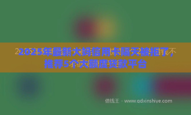 2025年最新大妈信用卡隔天被拒了，推荐5个大额度贷款平台