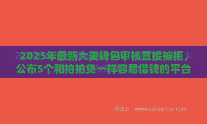 2025年最新大麦钱包审核直接被拒，公布5个和拍拍贷一样容易借钱的平台