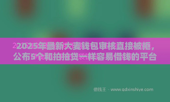 2025年最新大麦钱包审核直接被拒，公布5个和拍拍贷一样容易借钱的平台