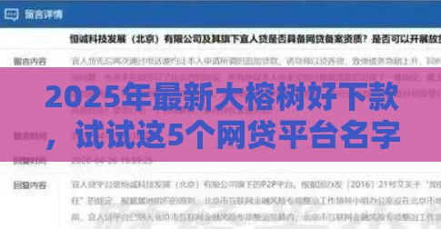2025年最新大榕树好下款，试试这5个网贷平台名字大全列表