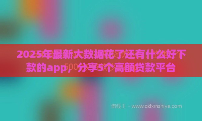2025年最新大数据花了还有什么好下款的app，分享5个高额贷款平台